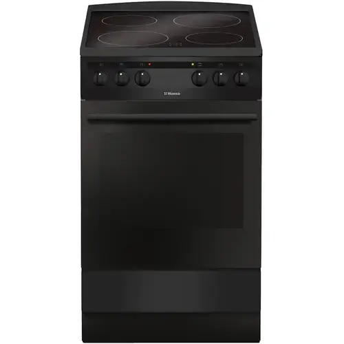 Aragaz Hansa FCCM58088, Plita vitroceramica, 4 zone de gatit, Electric, Grill, Indicator caldura reziduala, Clasa A, 50 cm, Negru