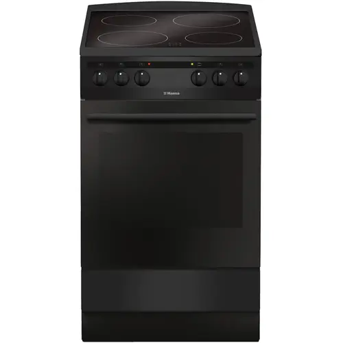 Aragaz Hansa FCCM58088, Plita vitroceramica, 4 zone de gatit, Electric, Grill, Indicator caldura reziduala, Clasa A, 50 cm, Negru
