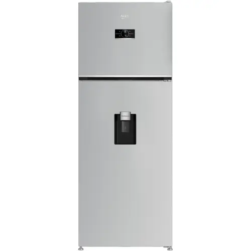 Frigider cu doua usi Beko B5RDNE504LDM, 477 l, HarvestFresh™, AeroFlow™, Everfresh+®, No Frost, Slim tank water dispenser, Display, Clasa E H 186,5 cm, Glossy Grey