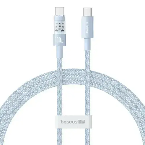 Cablu de date Baseus Gem, Fast Charging, USB Type-C la USB Type-C 100W, 2m, Albastru