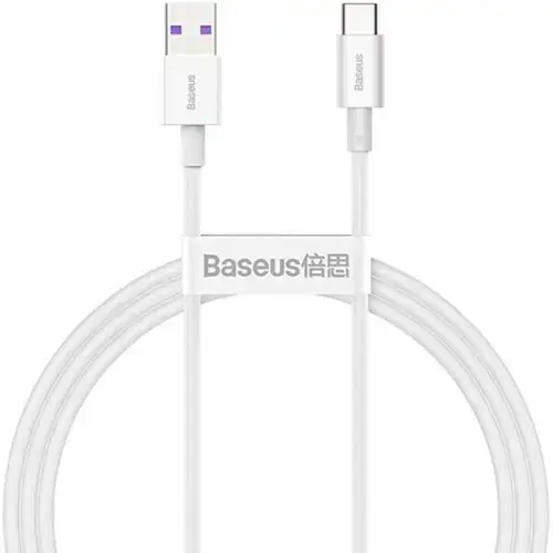 Cablu de date Baseus Pudding, Fast Charging, USB la USB Type-C 100W, 2m, Alb