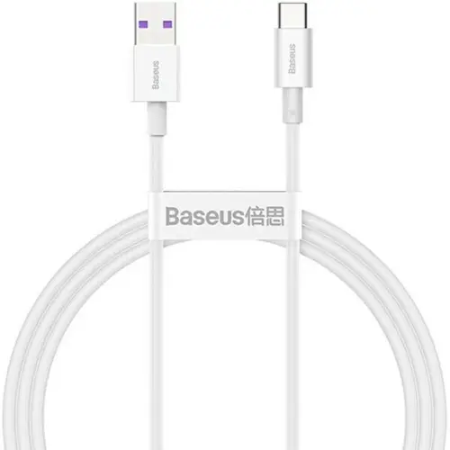 Cablu de date Baseus Pudding, Fast Charging, USB la USB Type-C 100W, 2m, Alb