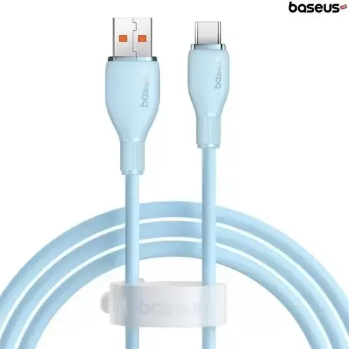 Cablu de date Baseus Pudding, Fast Charging, USB la USB Type-C 100W, 2m, Albastru