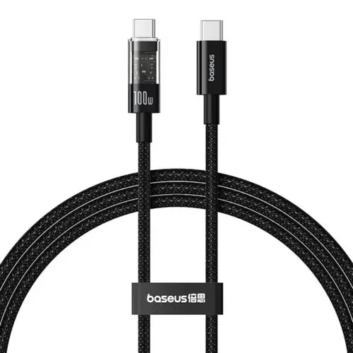 Cablu de date Baseus Gem, Fast Charging, USB Type-C la USB Type-C 100W, 2m, Negru