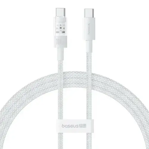 Cablu de date Baseus Gem, Fast Charging, USB Type-C la USB Type-C 100W, 2m, Alb