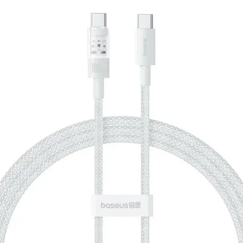 Cablu de date Baseus Gem, Fast Charging, USB Type-C la USB Type-C 100W, 2m, Alb