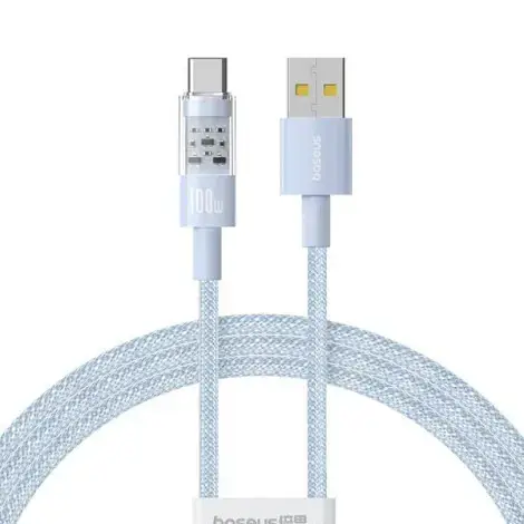 Cablu de date Baseus Gem, Fast Charging, USB la USB Type-C 100W, 2m, Albastru