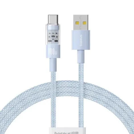 Cablu de date Baseus Gem, Fast Charging, USB la USB Type-C 100W, 2m, Albastru