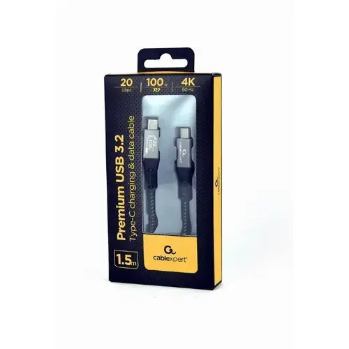 Cablu de date Gembird CCBP-USB3-CMCM100-1.5M, USB-C male - USB-C male, Ultra HD 4K, 1.5m, Negru