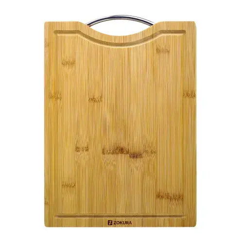 Tocator cu maner, din bambus, 34 x 25 cm, grosime 1,5 cm - Zokura