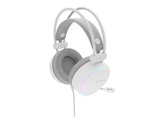 Casti cu fir Genesis Neon 613 G2, Jack 3.5 mm, iluminare RGB, Alb