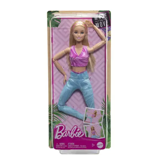 Papusa Barbie Made to Move - Blonda cu top mov, 32cm
