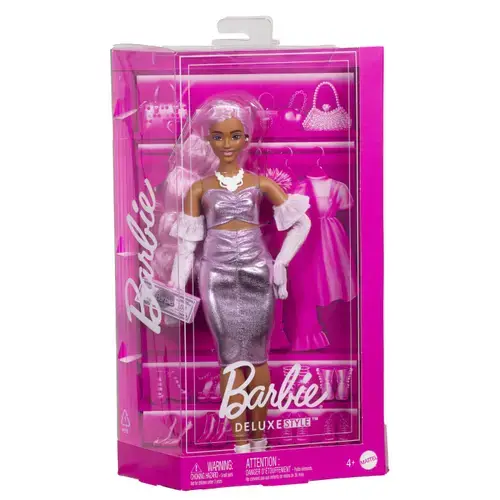 Papusa Barbie Deluxe Style cu par mov, 32cm