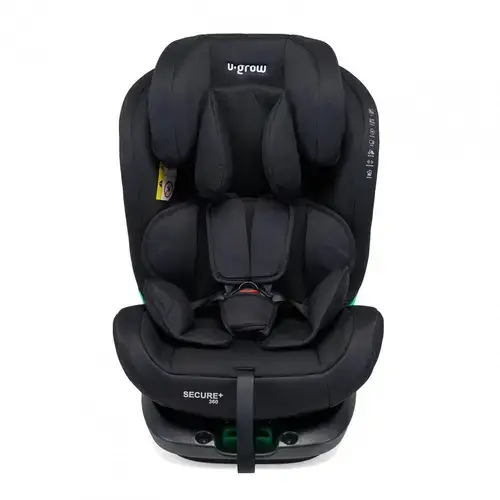 Scaun auto U-Grow Secure+, 40-150 cm, 360 grade, 4 pozitii de ajustare pe spate, 10 pozitii de ajustare a tetierei pe inaltime, Negru