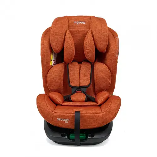 Scaun auto U-Grow Secure+, 40-150 cm, 360 grade, 4 pozitii de ajustare pe spate, 10 pozitii de ajustare a tetierei pe inaltime, Portocaliu