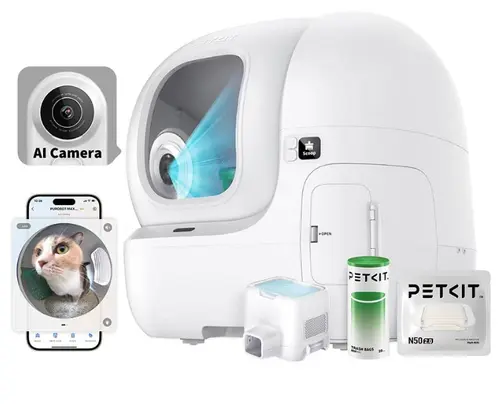Litiera smart cu autocuratare Petkit Purobot Max Pro cu camera, recunoastere faciala, 8L