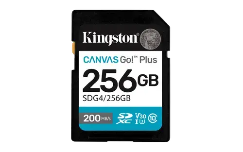Card de memorie Kingston Canvas Go! Plus Gen 4, 256GB, SDXC, UHS-I U3, V30, Clasa 10