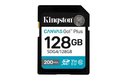 Card de memorie Kingston Canvas Go! Plus Gen 4, 128GB, SDXC, UHS-I U3, V30, Clasa 10