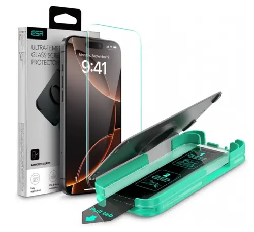 Folie de protectie Ecran ESR Armorite pentru Apple iPhone 16 Pro Max, Sticla Securizata, Full Glue, Neagra