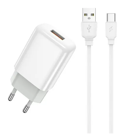 Incarcator Retea Cu Cablu USB-C Prestico F9S, 12W, 2.4A, 1 x USB-A, Alb