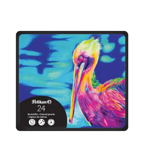 Creioane colorate Pelikan Premium, set 24 culori, in cutie metalica