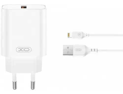Incarcator Retea Cu Cablu Lightning XO Design CE33, 18W, 3A, 1 x USB-A, Alb