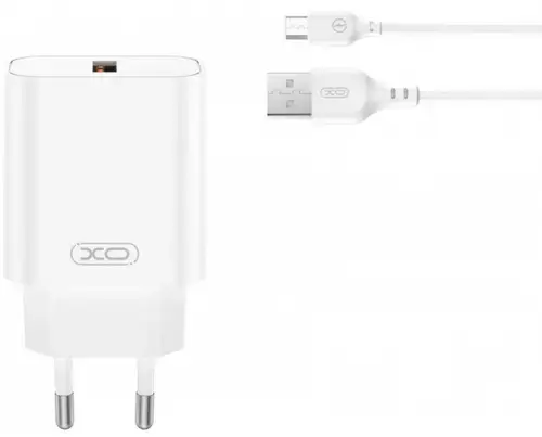 Incarcator Retea Cu Cablu microUSB XO Design CE33, 18W, 3A, 1 x USB-A, Alb