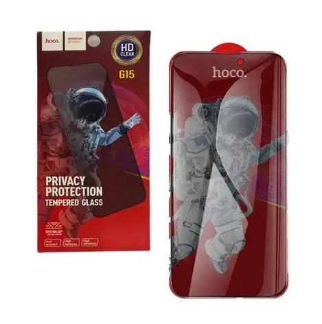 Folie de protectie Ecran Privacy HOCO G15 pentru Apple iPhone 15 Pro Max, Sticla Securizata, Full Glue, 5D