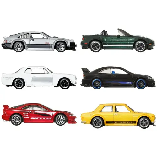 Set 6 masinute Hot Wheels Silver Series Streets of Japan JBY77, 1:64, Multicolor