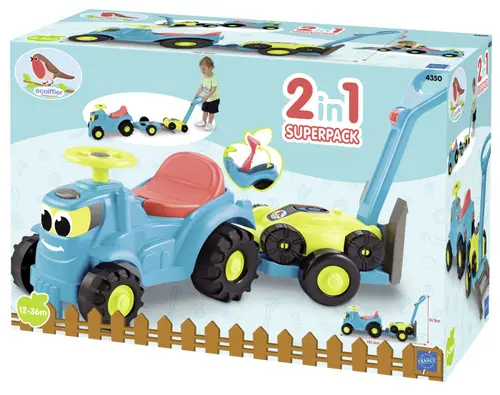 Set tractor Ride cu remorca si cositoare - Ecoiffier