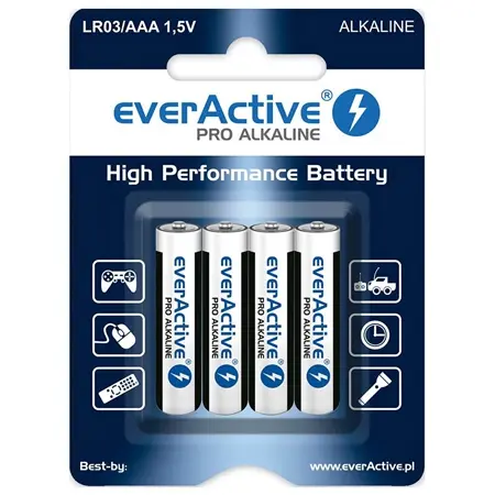 Baterie Alcalina everActive, LR03, 4 bucati