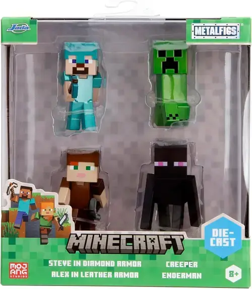 Set 4 figurine metalice Minecraft, 6.5 cm