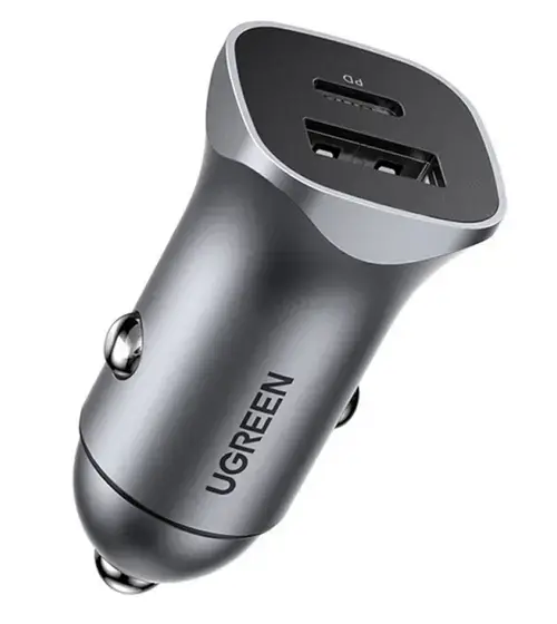 Incarcator Auto UGREEN CD130, 24W, 3A, 1 x USB-A - 1 x USB-C, Gri