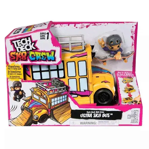 Set joc Tech Deck Sk8 Crew - Rampa pentru degete si skateboard, Ultra Sk8 bus