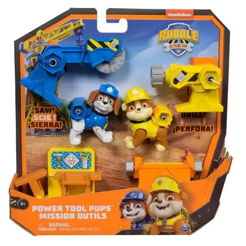 Set figurine Psi Patrol - Rubble si Wheeler cu unelte, 5cm, 24x24x10cm