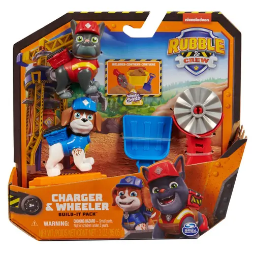 Set jucarii interactive Rubble si echipa, figurine Charger si Wheeler, accesorii, nisip kinetic, 3 ani+