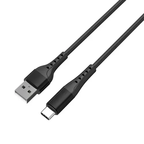 Cablu Lemontti Bending Aluminum USB-A la Type-C, Fast Charge, 1.2m, Negru
