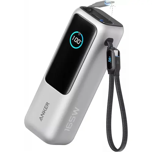 Baterie Externa Anker A1695H41, 25000mAh, 165W, QC + PD, 1 x USB-A - 3 x USB-C, Argintiu