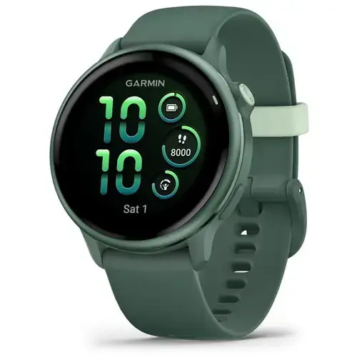 Ceas activity outdoor tracker Garmin vivoactive 6, GPS, 42mm, ecran AMOLED 1.2inch, curea silicon, Bluetooth, Wi-Fi, ANT+, Verde