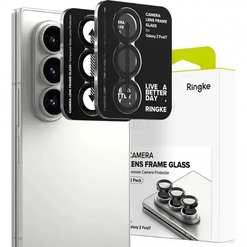 Folie de protectie Camera spate Ringke pentru Samsung Galaxy Z Fold7 F966, Sticla Securizata, Set 2 bucati, Neagra