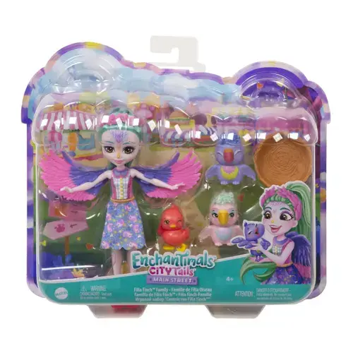 Set figurine Enchantimals City Tails Main Street Familia Filiei Finch - Enchantimals