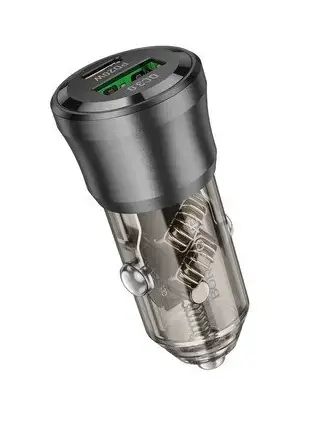Incarcator auto Borofone BZ25 Journey USB + Type C PD38W 3A, Negru