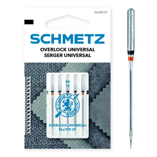 Set 5 ace de surfilat, finete 80, Schmetz ELX705 CF VCS