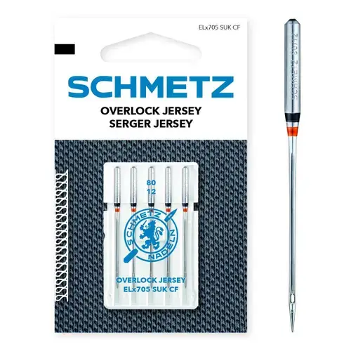 Set 5 ace de surfilat pentru tricot, finete 80, Schmetz ELX705 SUK CF VCS