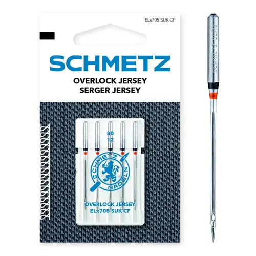 Set 5 ace de surfilat pentru tricot, finete 80, Schmetz ELX705 SUK CF VCS
