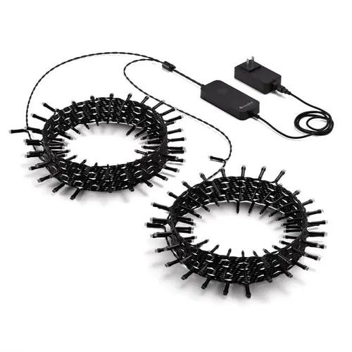 Kit iluminare LED Nanoleaf Essentials Holiday String Lights Starter Kit, 20 m, 250 lm, control vocal, sincronizare muzicala, Wi-Fi, RGB