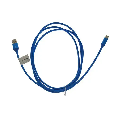 Cablu USB tip C tata la USB 2.0 tata, 180cm, Lanberg 41820, Quick Charge 3.0, invelis textil, Albastru