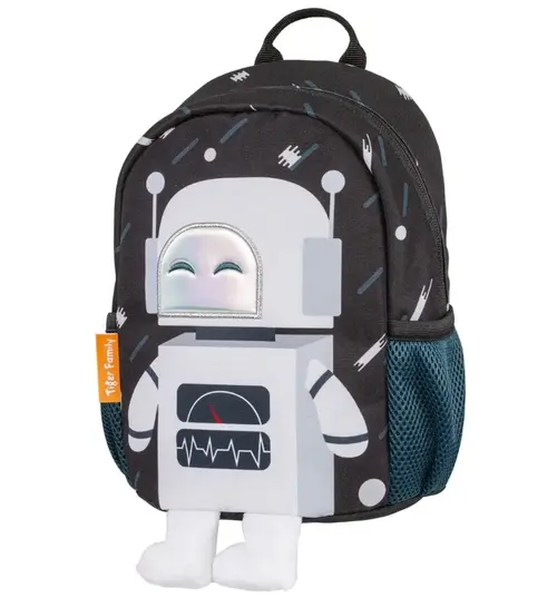 Ghiozdan Tiger Mini Dear Friends, dimensiune 26 x 20 x 15 cm, motiv Robot Mr White