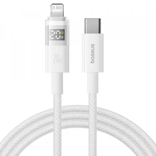 Cablu Date si Incarcare USB-C - Lightning Baseus Display 2 P10382703211-00, 20W, 1m, Alb
