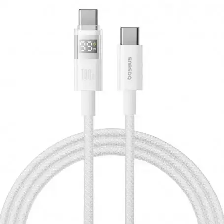 Cablu Date si Incarcare USB-C - USB-C Baseus Display 2 P10382702211-01, 100W, 2m, Alb